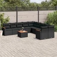 Set Divani da Giardino 11 pz con Cuscini in Polyrattan Nero 3258758