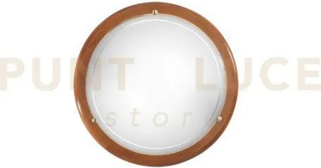 Plafoniera 1010 bianca vetro con legno 1 luce attacco e27 30x30x9,5cm