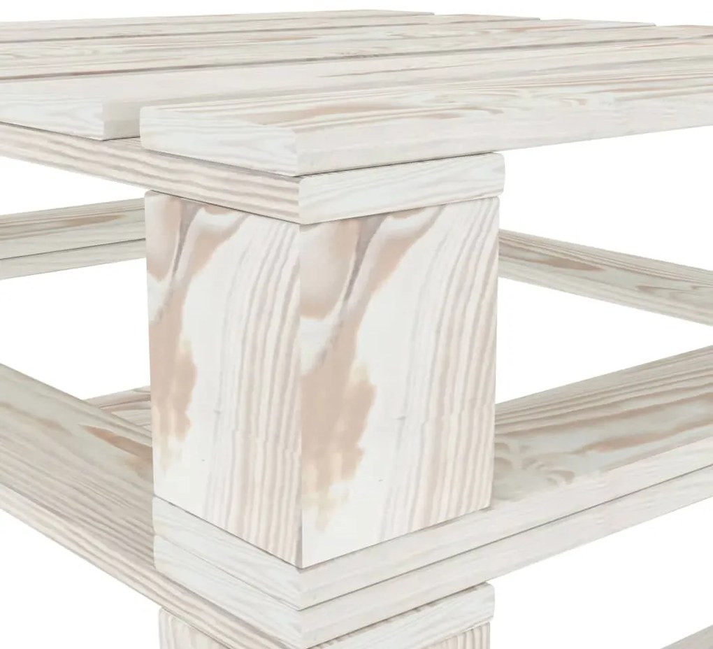 Set Salotto da Giardino 8 pz Pallet in Legno Bianco