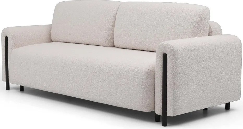 Divano beige/color crema allungabile/con contenitore e rivestimento in bouclé 244 cm Arcadova – ELTAP