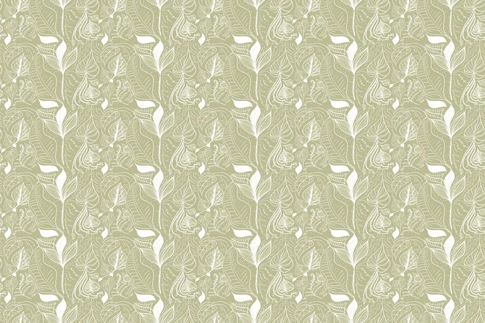 Carta da parati – Foglie magiche in versione verde