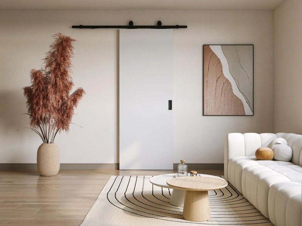 Porta scorrevole con sistema esterno muro H205 x L93 cm MDF + PVC Bianco - VARIN II