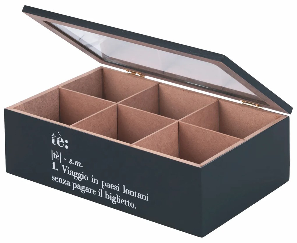 Scatola tè 6 scomparti nero Victionary