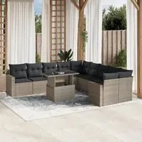 Set Divani da Giardino 11 pz con Cuscini in Polyrattan Grigio 3267542