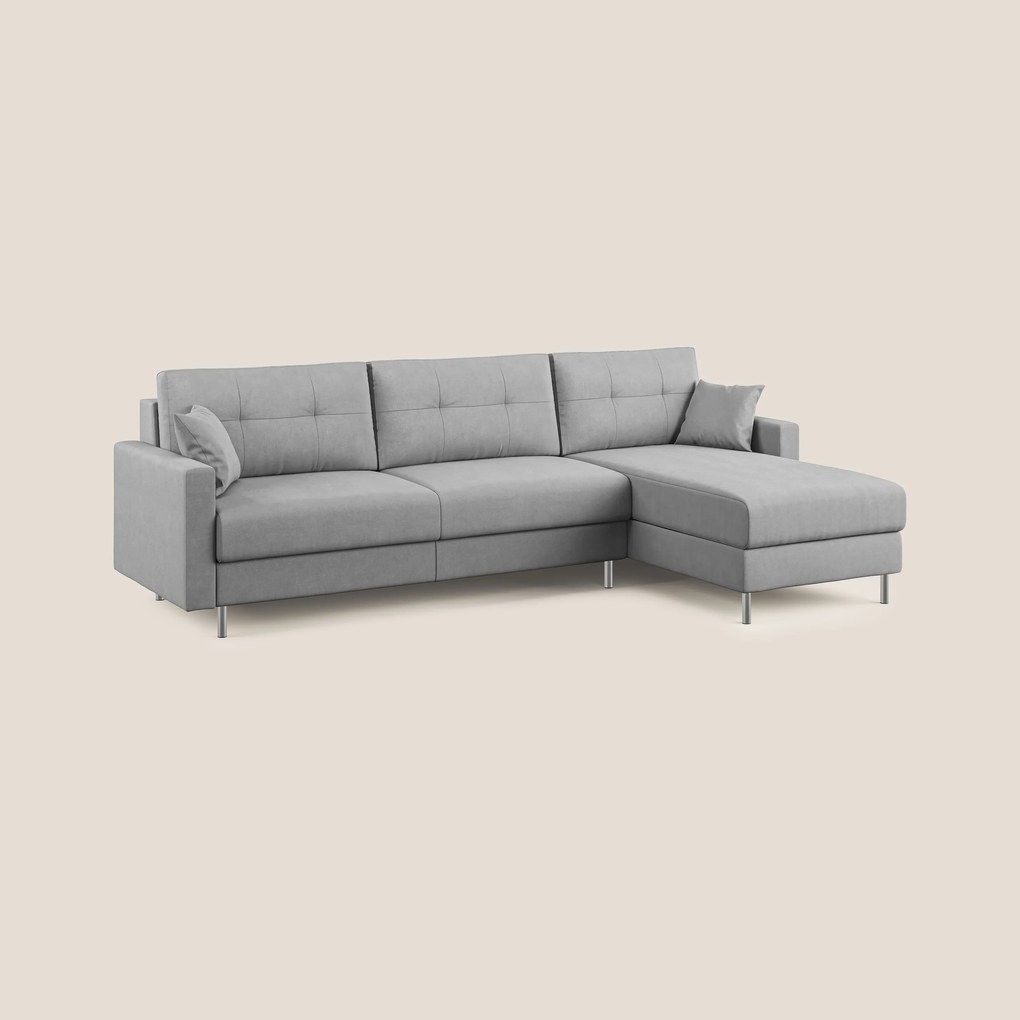 Megan divano letto angolare in microfibra smacchiabile T11 grigio