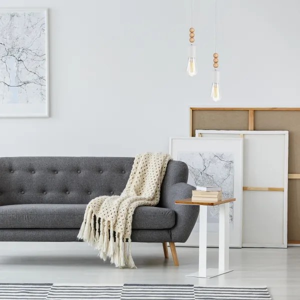 Lampadario a cavo SIMON 2xE27/60W/230V bianco/rovere