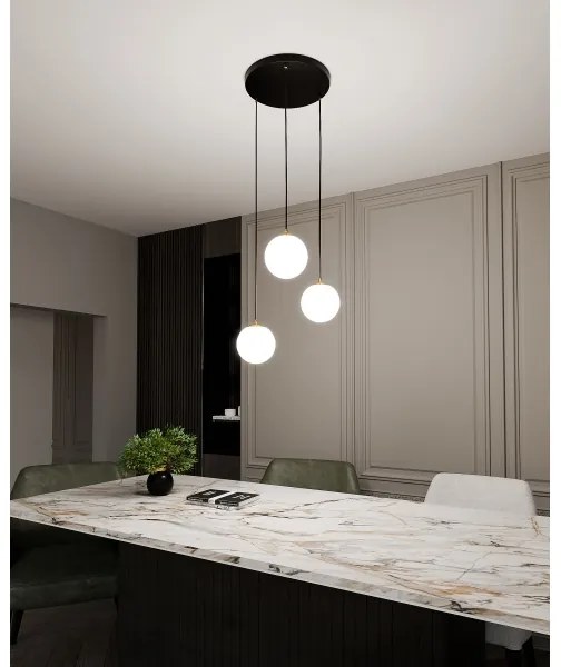 Lampadario a sospensione con filo ROYAL 3xE14/10W/230V diametro 30 cm nero