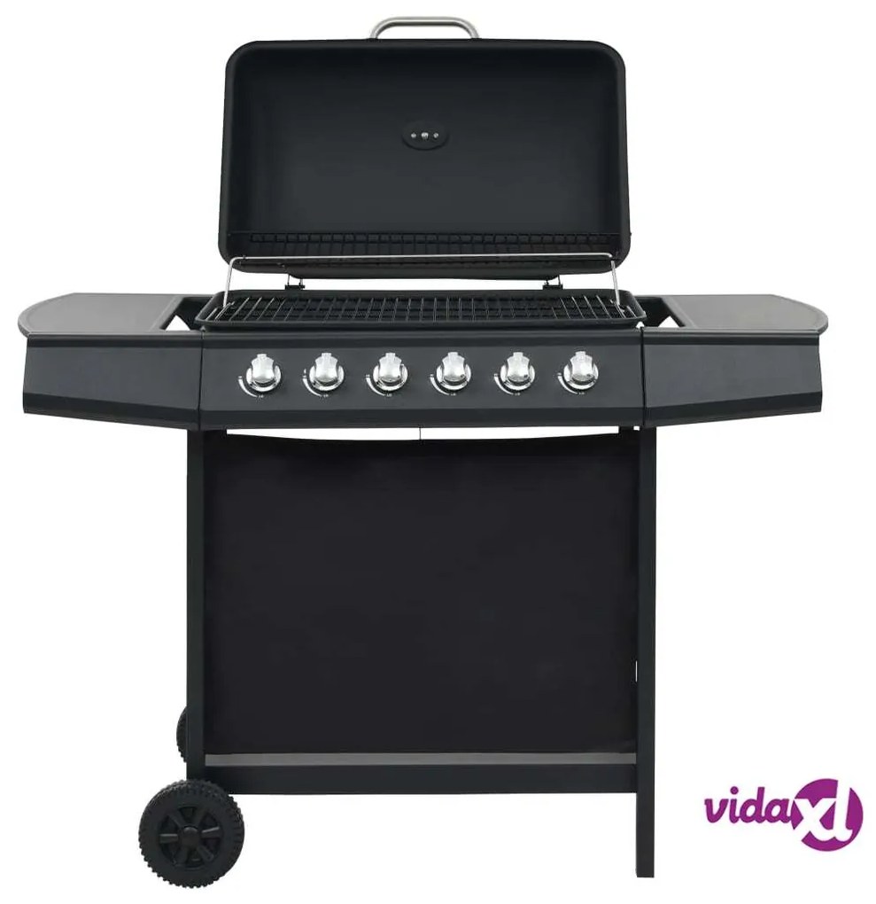 vidaXL Barbecue Griglia a Gas con 6 Fornelli Acciaio Nero