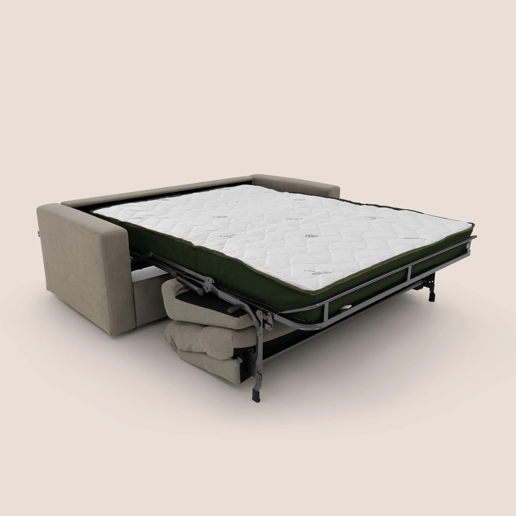 Paloma divano letto con materasso alto 18 cm con Aloe Vera in tessuto impermeabile talpa