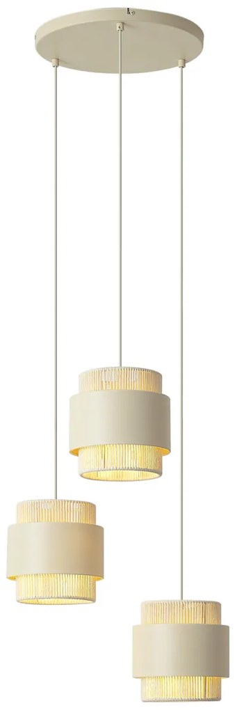 Lampada a sospensione moderna beige con oro 3 luci - Kora