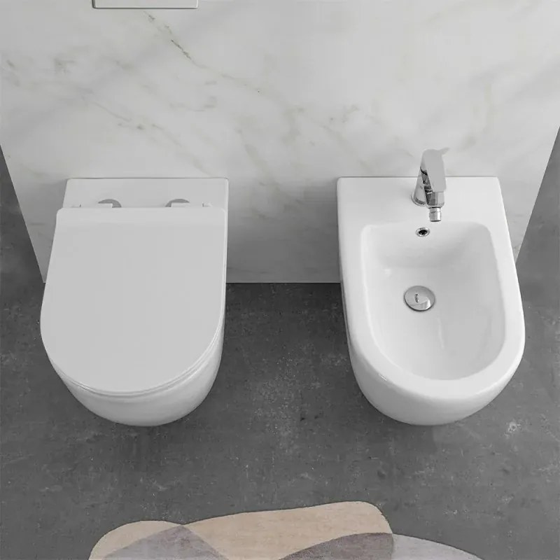 Wc per anziani filomuro H 50 cm con scarico traslato serie Comoda