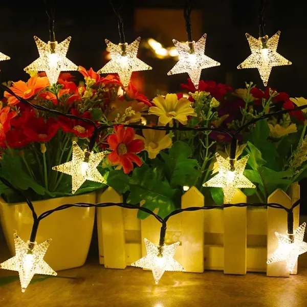 Brilagi - Catena decorativa solare a LED STARS 50xLED/8 funzioni 7m IP65 bianco caldo