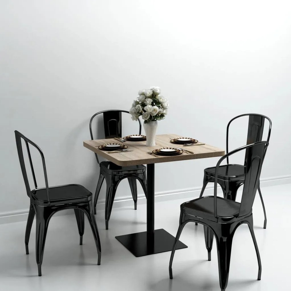 Tavolo Bistrot Mdf E Acciaio Quadrato 80x80x75 Cm Color Rovere /