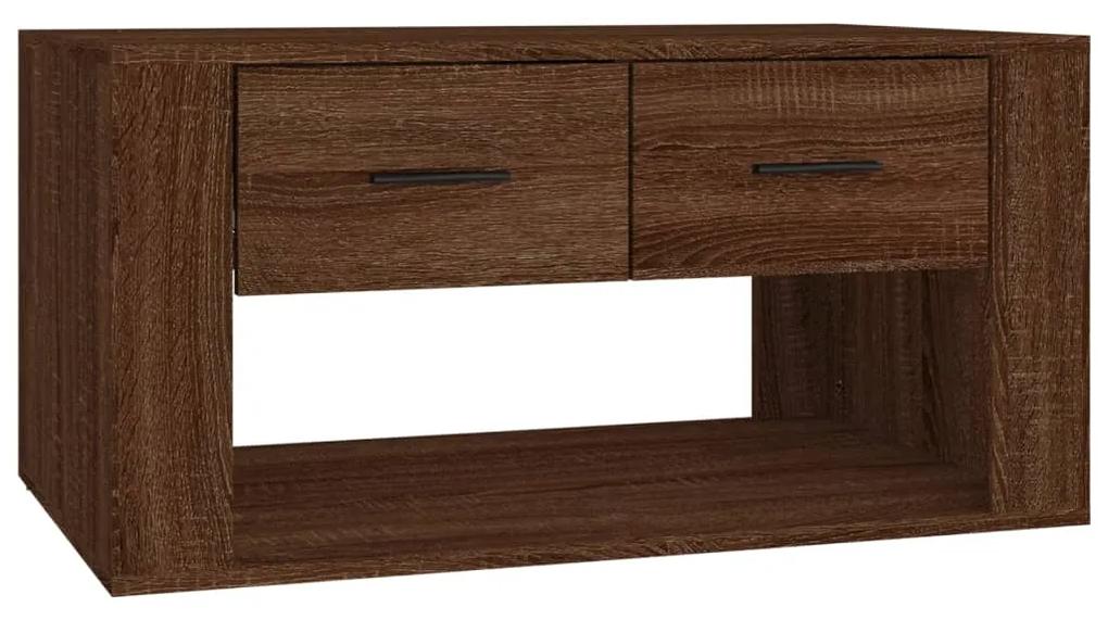 Tavolino salotto rovere marrone 80x50x40 cm legno multistrato
