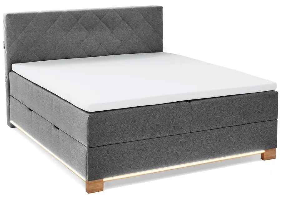 Letto boxspring grigio con contenitore 180x200 cm Messina - Meise Möbel