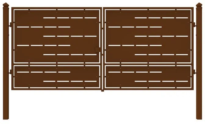 Cancello con serratura elettrica Privacy in ferro, apertura centrale, L 408.5 x H 180 cm, di colore ruggine