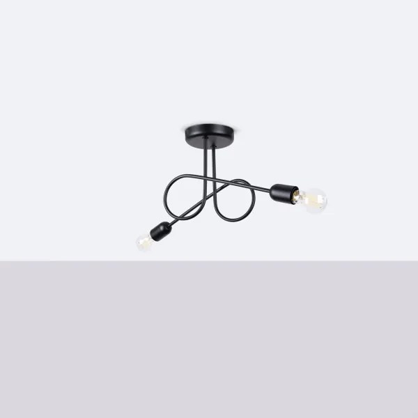 Sollux SL.1472 - Lampadario a plafone LOOP 2xE27/15W/230V nero