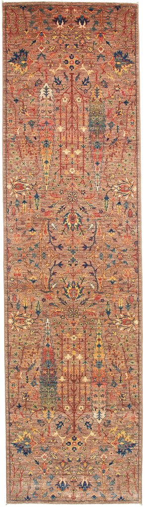 Samarkand Tappeto 300 x 80 Marrone (Pakistan) Annodato A Mano