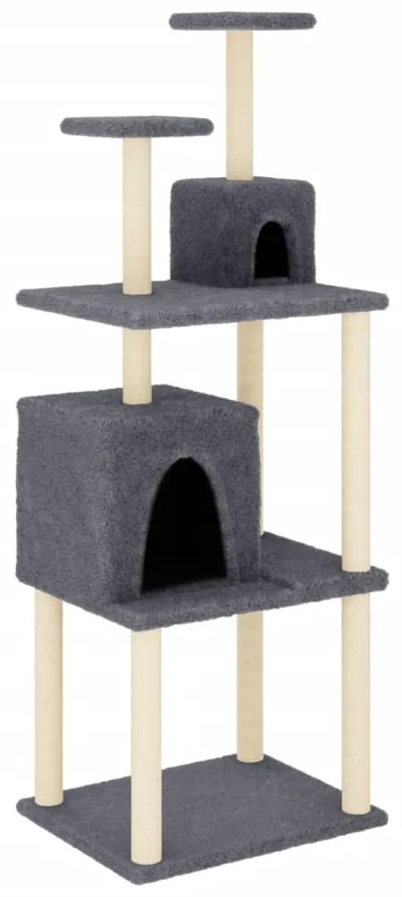 Albero per gatti con tiragraffi in sisal grigio scuro 167 cm