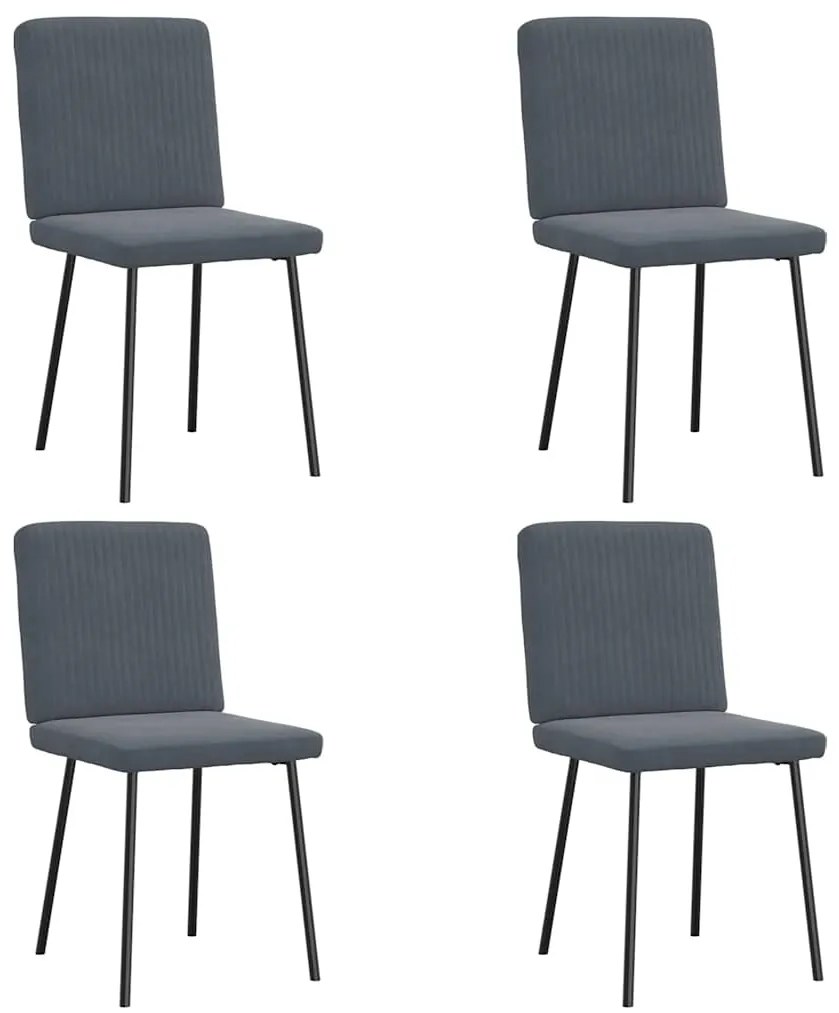 Sedie Da Pranzo 4 Pz Grigio Scuro İn Velluto /