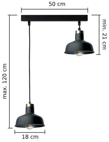 Lampadario a sospensione con filo HEBE 2xE27/60W/230V nero