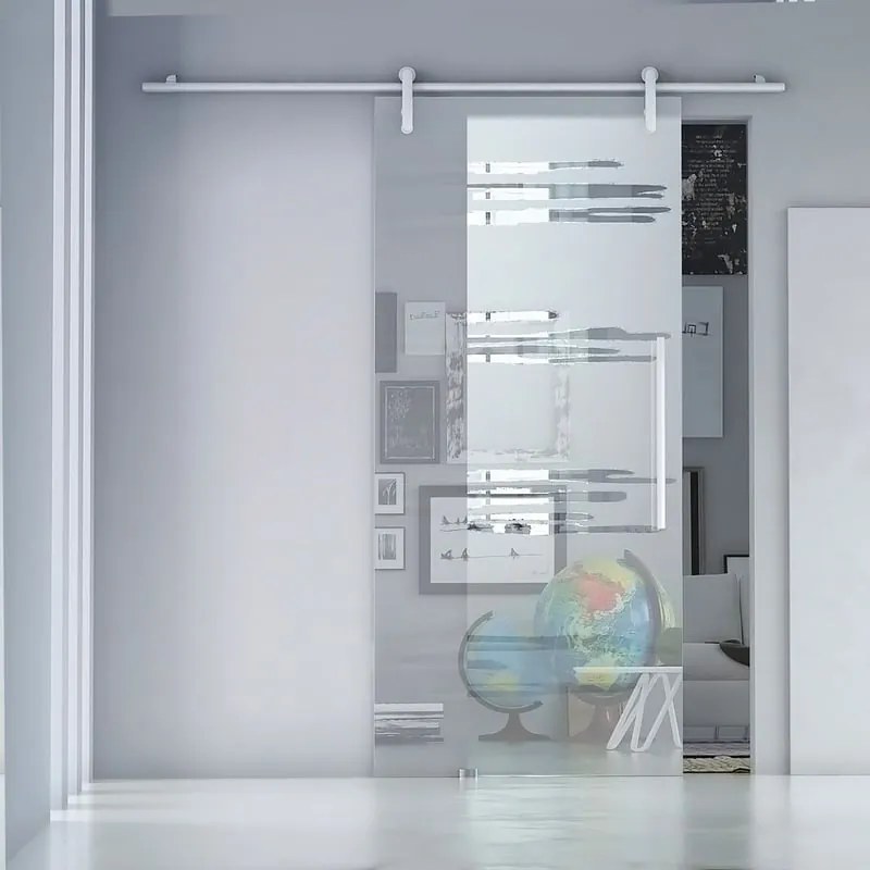 Porta scorrevole sinistra Gemini in cristallo grigio, L 76 x H 215 cm, con binario Ermes