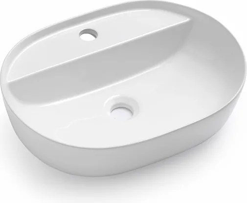 Lavabo da appoggio 51x38 cm con foro per rubinetto in ceramica bianco