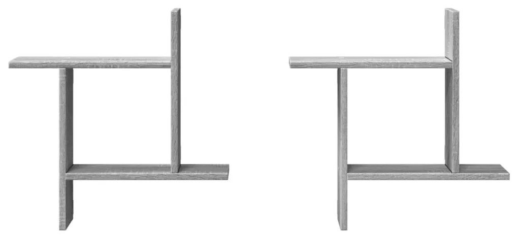 Mensole a parete 2pz grigio sonoma 50x12x50 cm in truciolato