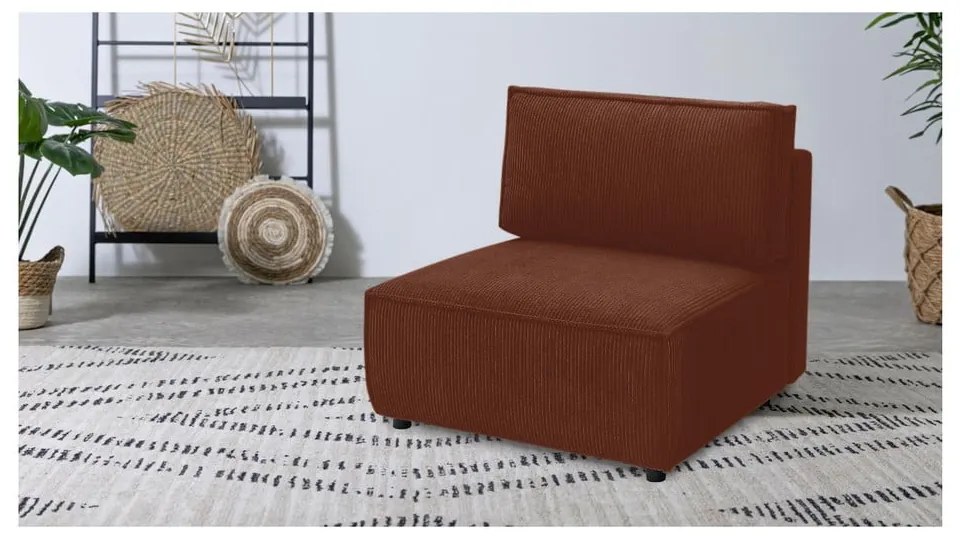 Modulo divano in velluto a coste color mattone, pezzo centrale Nihad modular - Bobochic Paris