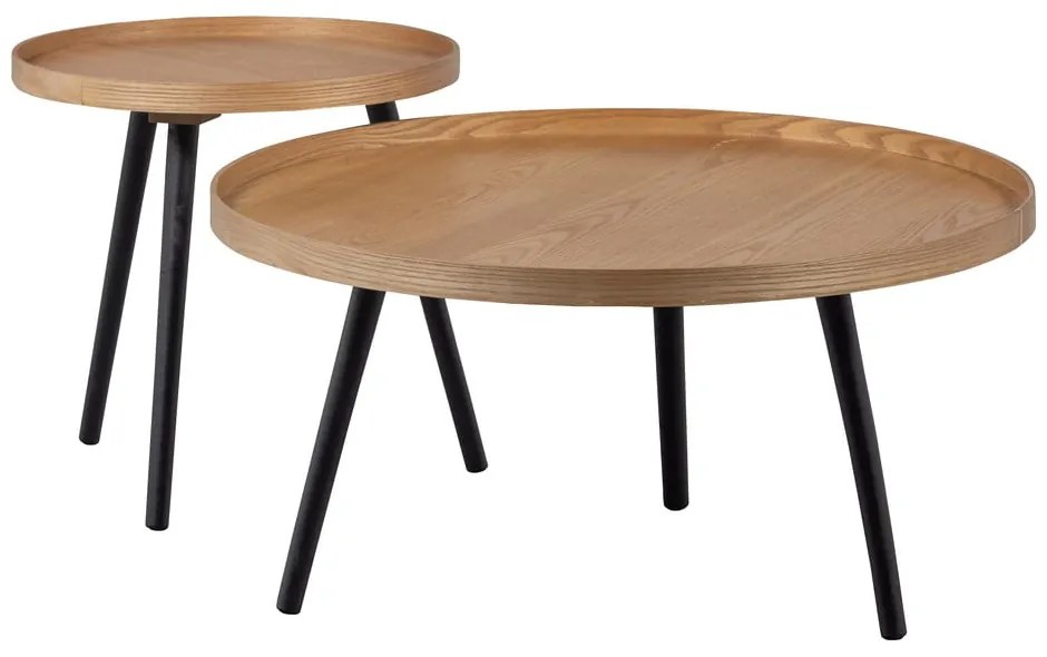 Tavolino beige e nero , ø 60 cm Mesa - WOOOD
