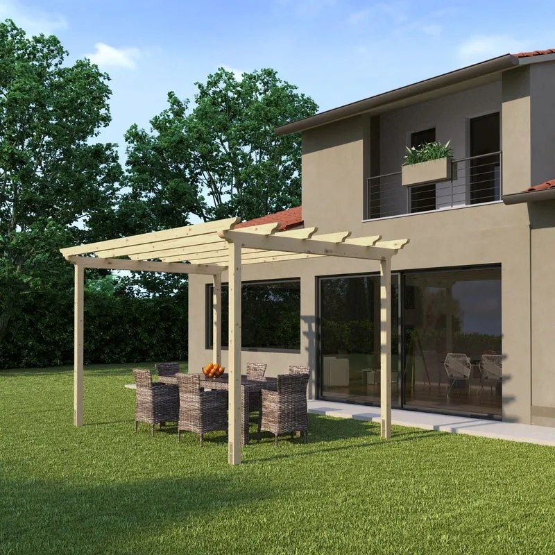 Pergola Flamingo in legno struttura marrone L 300 x P 417.6 x H 268 cm