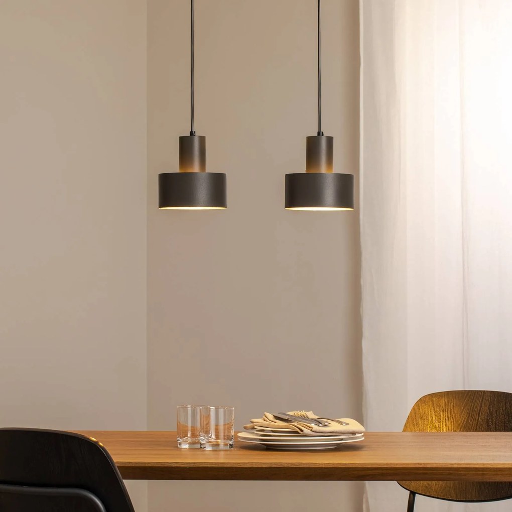 SIGMA Lampada a sospensione Rif 2, verde oliva, a 2 luci, lineare, acciaio