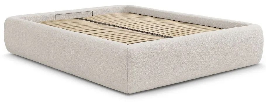 Letto matrimoniale imbottito bianco con contenitore/senza testiera con rete inclusa 160x200 cm Inera – Bobochic Paris