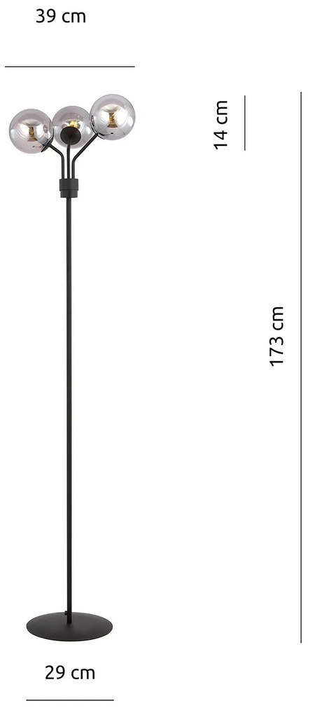 Piantana Moderno Orione Acciaio Nero Grigio 3 Luci E14 Ip20