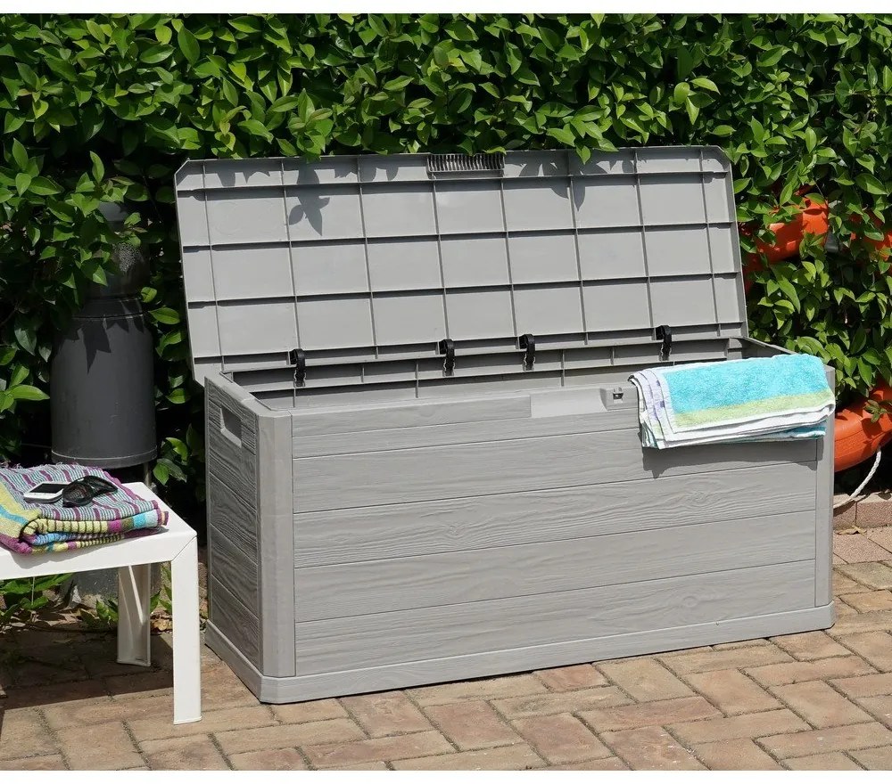 Contenitore da giardino grigio chiaro in plastica Woodys – Toomax