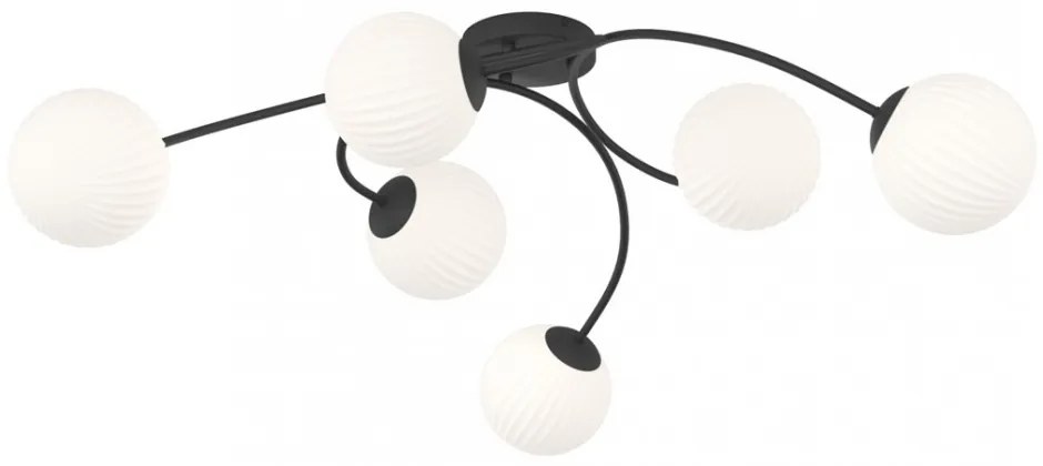 Lampada da soffitto in acciaio e vetro VIBRA 6 da interno 6xE14 Colore del corpo Nero e Bianco