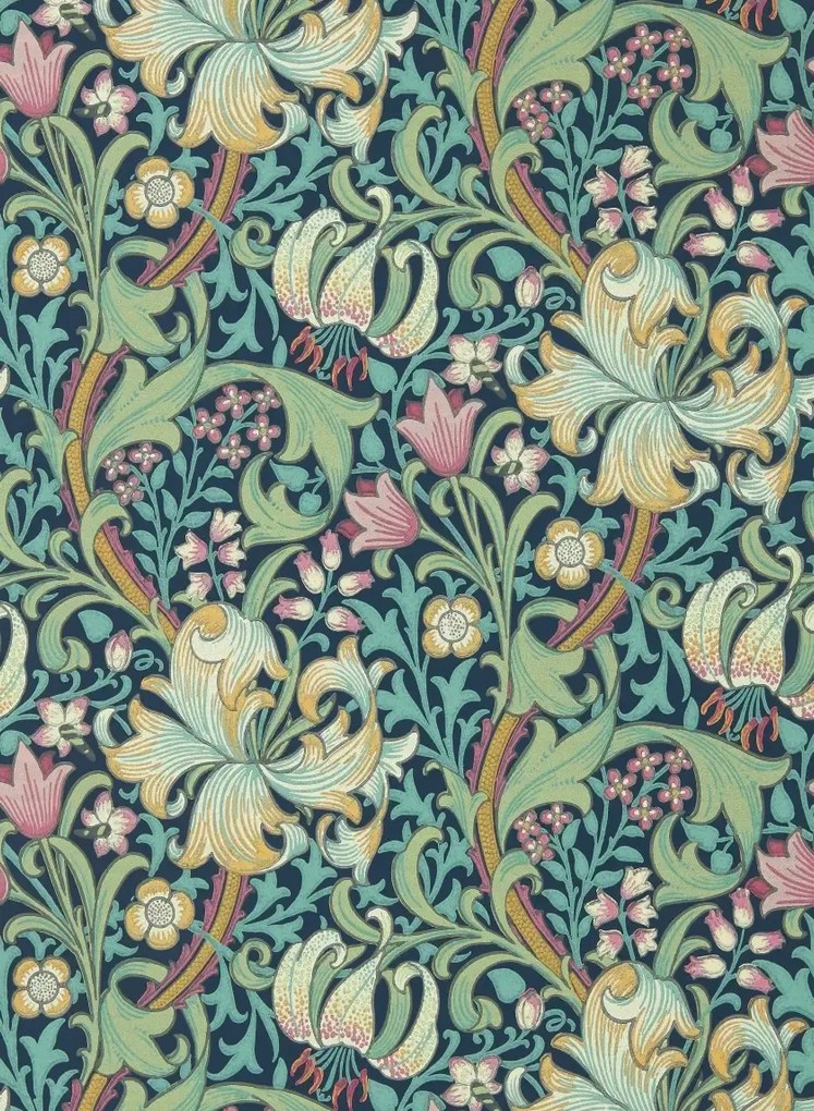 Morris & Co Carta da parati Golden Lily - Galactic Ink