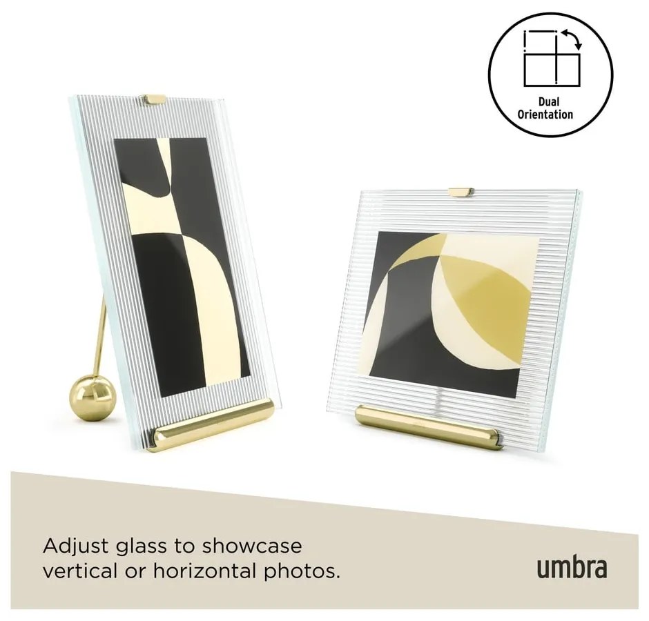 Cornice dorata in vetro verticale con sostegno 19x23 cm Flute – Umbra