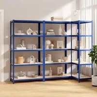 Scaffali a 5 Ripiani 3 pz Blu in Acciaio e Legno Multistrato 3154175