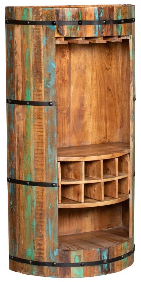 Scaffale per vino in legno riciclato colore naturale 8 bottiglie 60x115 cm Kaveri - Interia Home &amp; Living