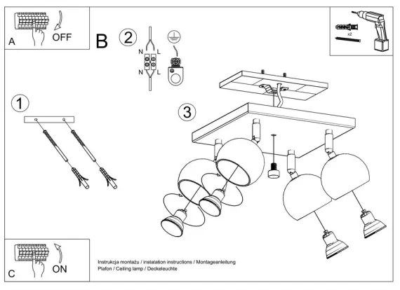Sollux SL.0440 - Faretto da binario OCULARE 4xGU10/10W/230V