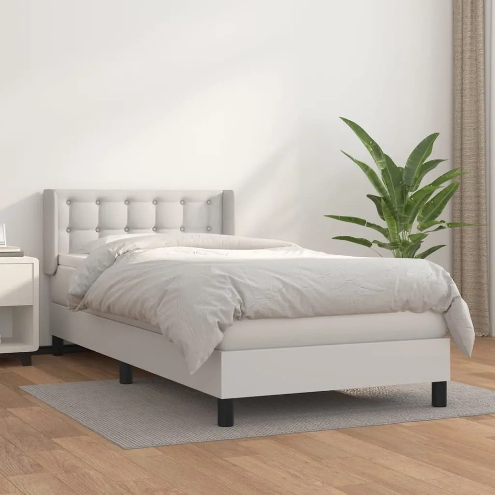 Giroletto A Molle Con Materasso Bianco 100x200 Cm İn Similpelle /