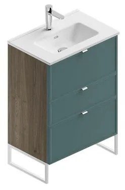 Mobile sottolavabo e lavabo Quadra cotto/mirto in mdf L 60 x H 93 x P 39 cm 1 vasca 3 cassetti