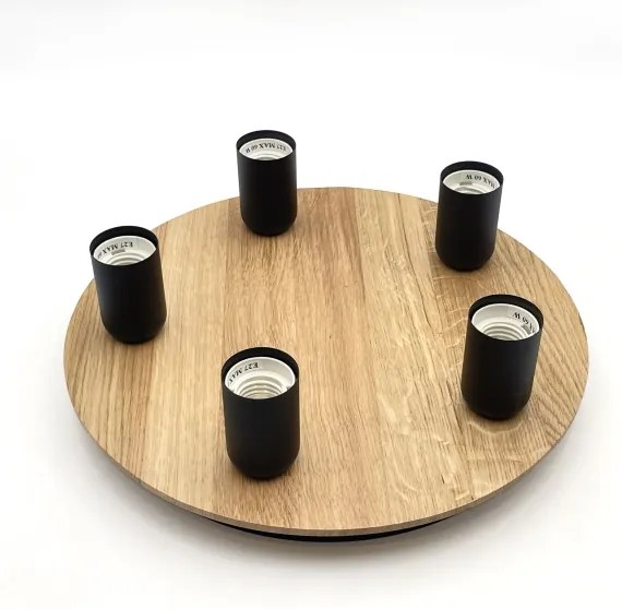 Plafoniera DUSTY 5xE27/15W/230V diametro 34 cm quercia/nero