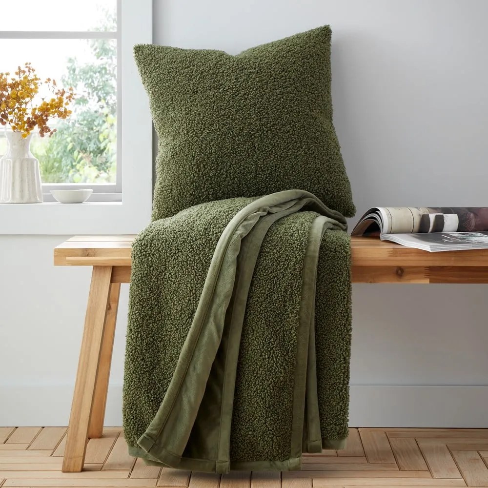 Coperta in micropile verde 130x170 cm Velvet Boucle - Catherine Lansfield