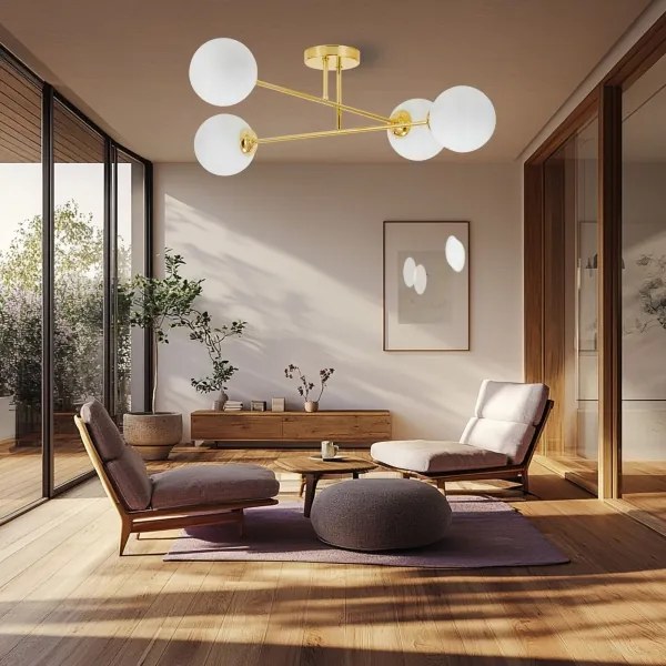 Lampadario a sospensione con supporto rigido 4xE27/35W/230V diametro 70 cm oro