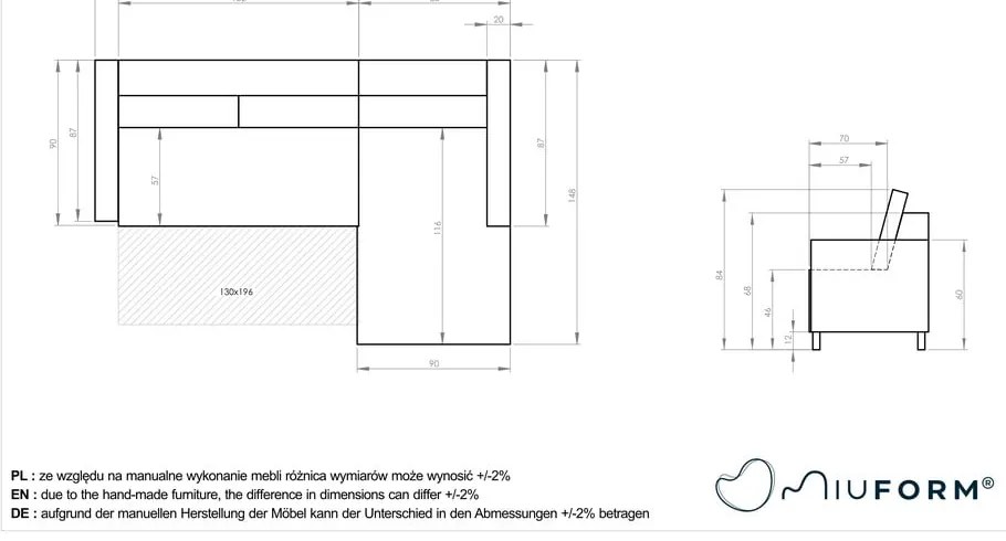 Divano letto angolare in velluto grigio scuro, angolo sinistro Lofty Lilly - Miuform