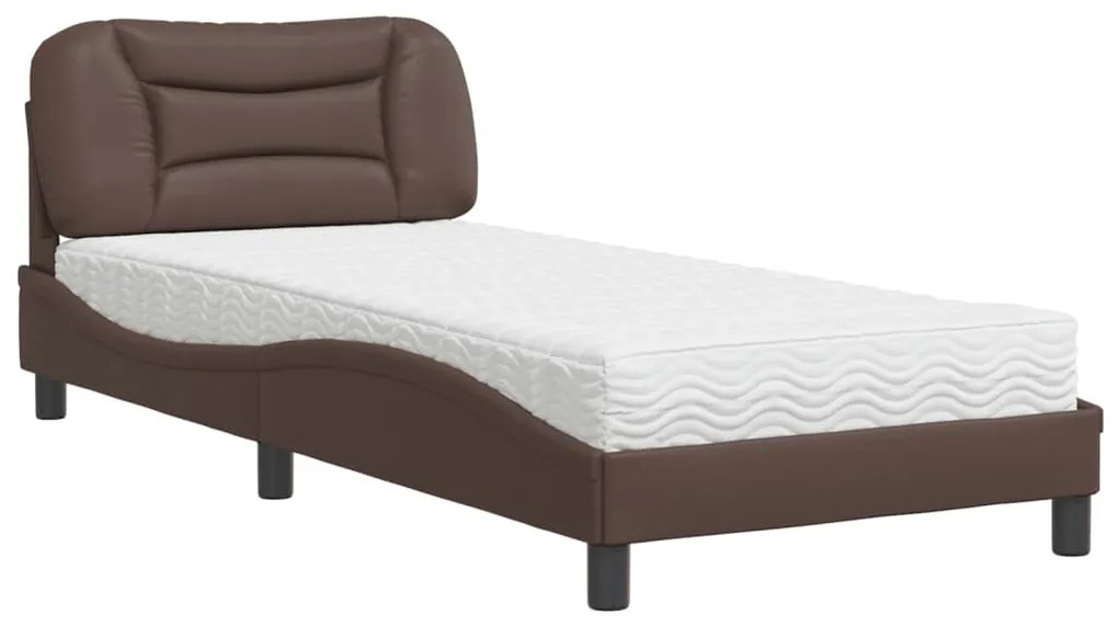 Letto con materasso marrone 80x200 cm in similpelle