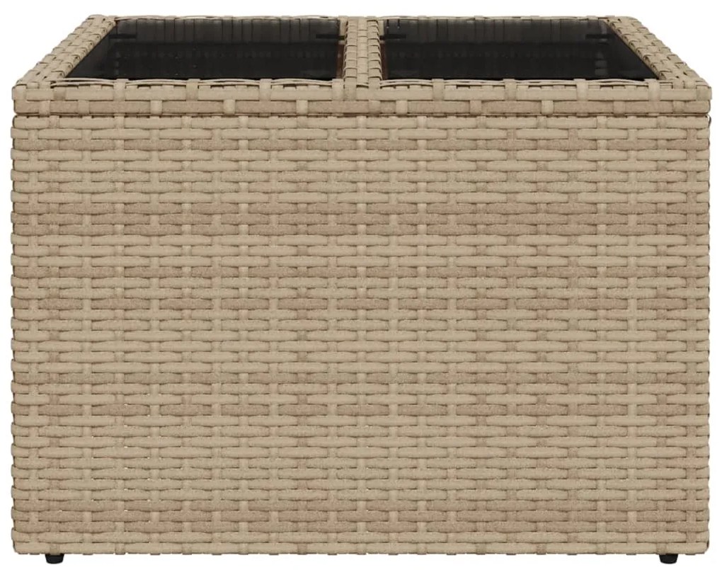 Tavolo da giardino piano in vetro beige 55x55x37 cm polyrattan