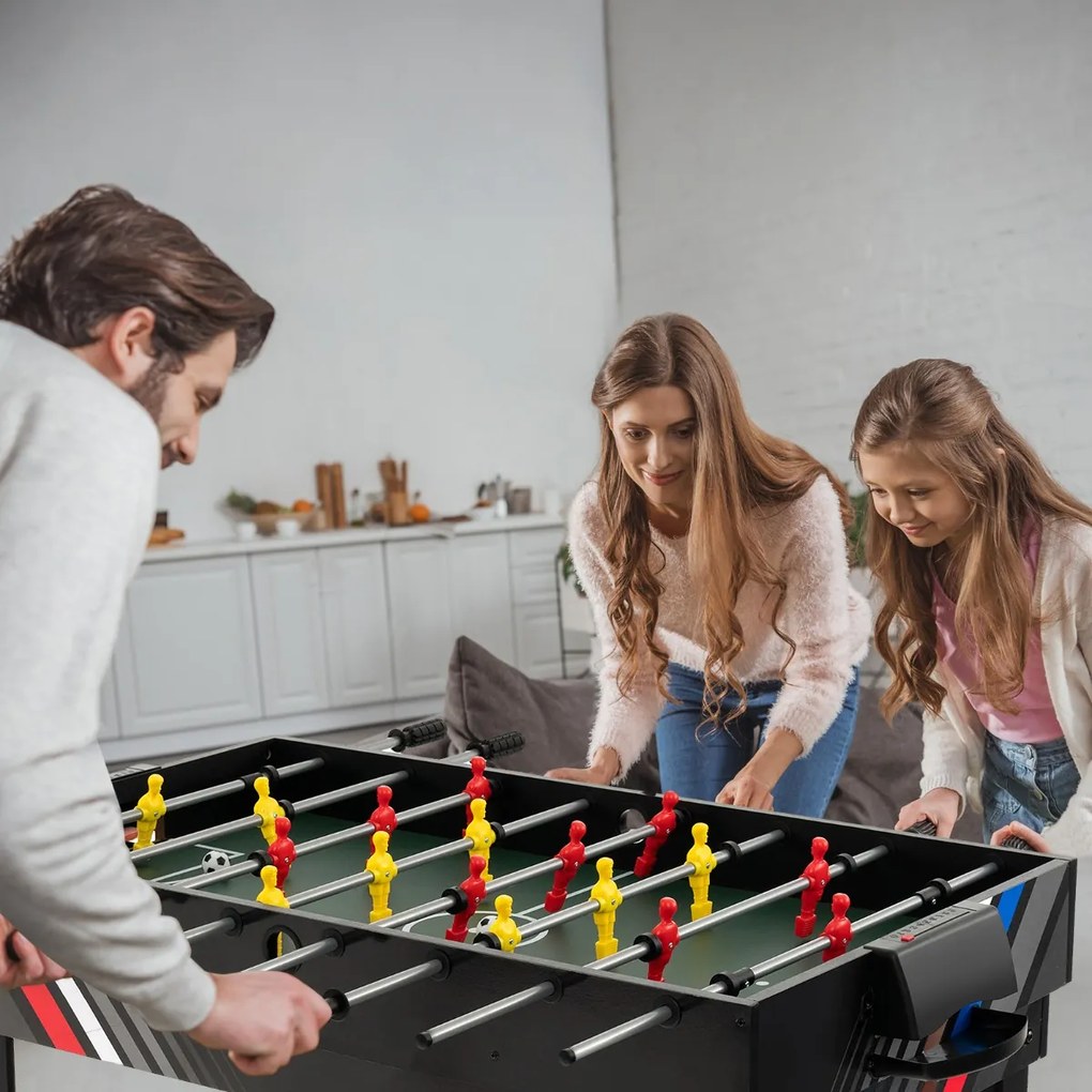 Costway Tavolo da gioco multiuso 4-in-1, Tavolo da calcio balilla da 125cm con biliardo hockey e ping pong per casa feste bar